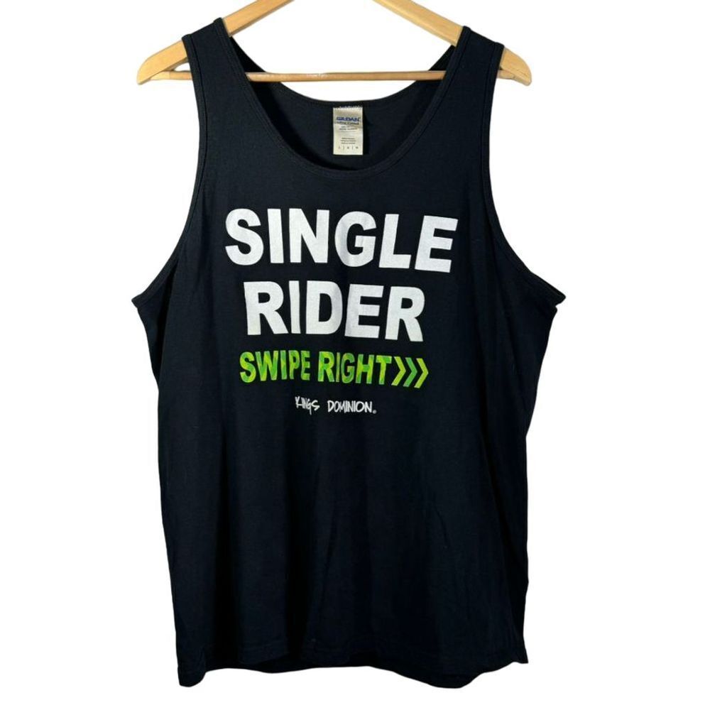Gildan Single Rider Black Cotton Tank Top Men's Large Kings Dominion